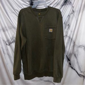 Men’s carhartt  green crew neck with pocket medium